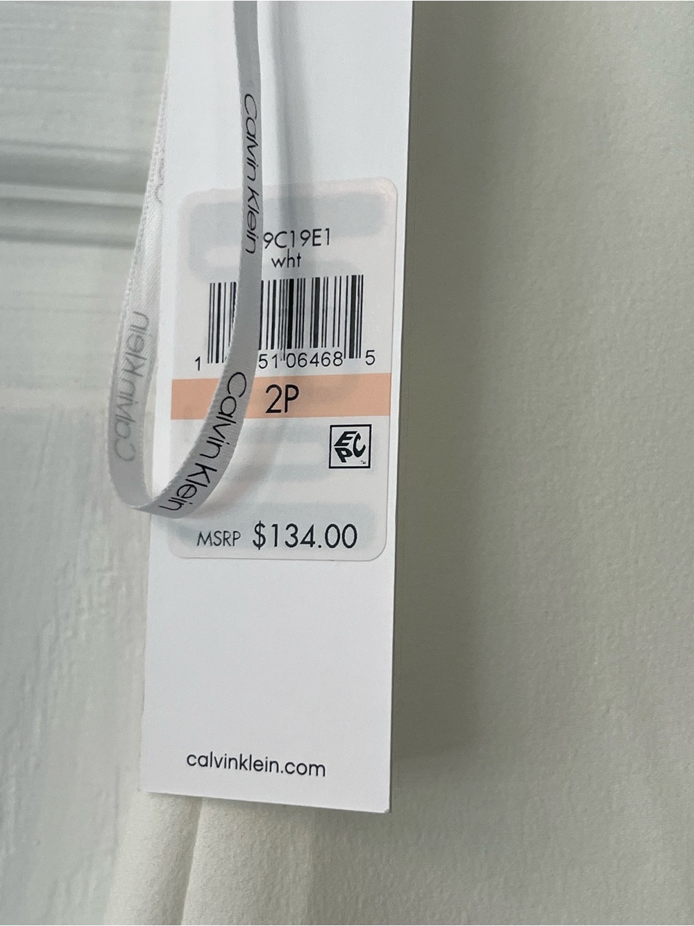 Calvin Klein White Dress with Black Loop Trim and Pink Accents - Picture 6 of 6